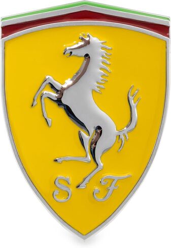 3D Emblem Sticker for Ferrari Fans – 3" x 2.5" Yellow and Chrome Resin Badge for Universal Application in Saudi Arabia