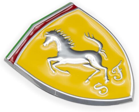 3D Emblem Sticker for Ferrari Fans – 3" x 2.5" Yellow and Chrome Resin Badge for Universal Application in Saudi Arabia
