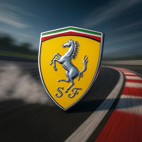 3D Emblem Sticker for Ferrari Fans – 3" x 2.5" Yellow and Chrome Resin Badge for Universal Application in Saudi Arabia