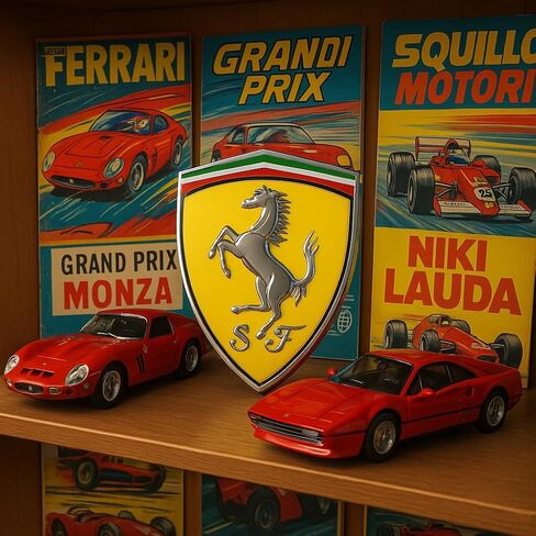 3D Emblem Sticker for Ferrari Fans – 3" x 2.5" Yellow and Chrome Resin Badge for Universal Application in Saudi Arabia
