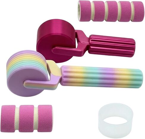 Diamond Art Roller 2 Pack for Diamond Painting, Diamond Painting Roller Tool with Protective Clear Ring & Sponge Grip, Rainbow Brayer Accessories for Pressing Loose Drills in Saudi Arabia