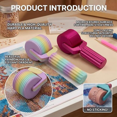 Diamond Art Roller 2 Pack for Diamond Painting, Diamond Painting Roller Tool with Protective Clear Ring & Sponge Grip, Rainbow Brayer Accessories for Pressing Loose Drills in Saudi Arabia