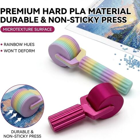 Diamond Art Roller 2 Pack for Diamond Painting, Diamond Painting Roller Tool with Protective Clear Ring & Sponge Grip, Rainbow Brayer Accessories for Pressing Loose Drills in Saudi Arabia