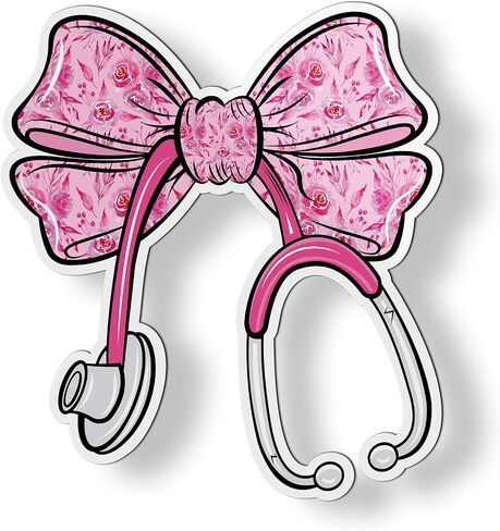 Stethoscope Pink Coquette Bow Magnet for Car Fridge Locker - 5" Nurse Magnet in Kuwait