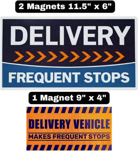 FLEX DELIVERY DRIVER Car Magnet – HEAVIE DUTY 49 Mil Thickness - REFLECTIVE Waterproof Magnetic Signs - Frequent Stops Warning Sign – Delivery Vehicle Magnet in Kuwait