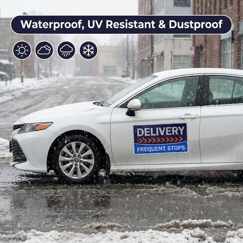 FLEX DELIVERY DRIVER Car Magnet – HEAVIE DUTY 49 Mil Thickness - REFLECTIVE Waterproof Magnetic Signs - Frequent Stops Warning Sign – Delivery Vehicle Magnet in Kuwait