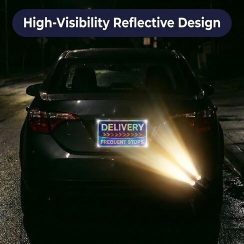 FLEX DELIVERY DRIVER Car Magnet – HEAVIE DUTY 49 Mil Thickness - REFLECTIVE Waterproof Magnetic Signs - Frequent Stops Warning Sign – Delivery Vehicle Magnet in Kuwait