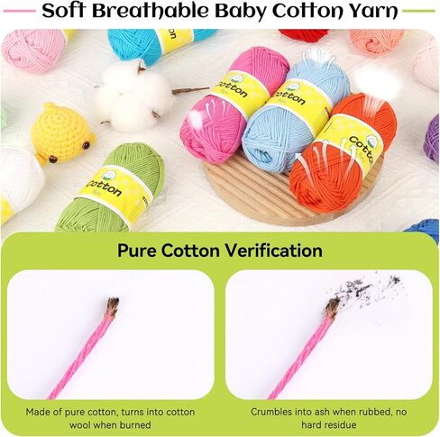 Katech 20 Mini 1OO% Cotton Yarn for Crocheting-3 DK Weight-1780yd of Soft Baby Yarns for Craft-Multicolor Yarn Set for knitting Baby Clothes,Rainbow Afghan-Starter Kit for Beginner&Crocheter(25g/89yd) in Saudi Arabia