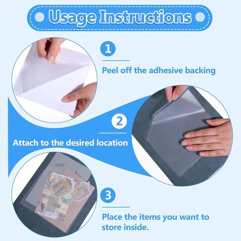 60 Pcs Adhesive Pockets for Planners, Clear Index Card Pockets Sticky Pocket Sleeves Self Adhesive Planner-Pockets Top Open Storage Sleeves for Notebooks Journal Office School Vinyl, 4 Styles in Kuwait