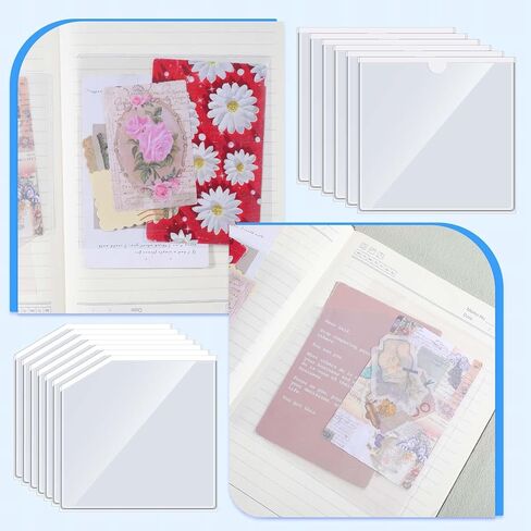 60 Pcs Adhesive Pockets for Planners, Clear Index Card Pockets Sticky Pocket Sleeves Self Adhesive Planner-Pockets Top Open Storage Sleeves for Notebooks Journal Office School Vinyl, 4 Styles in Kuwait