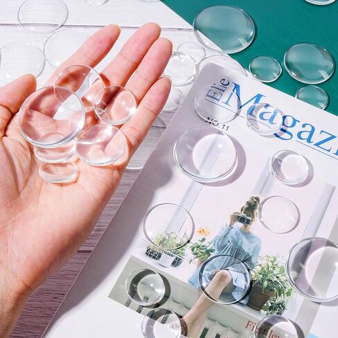 Aemygo 60 Pcs Clear Glass Dome Cabochons 50mm 40mm 30mm 25mm 22mm, 5 Sizes Crystal Dome Tile Pebbles Round Gems for Crafts, Photo Pendant, Rings, Necklaces in Kuwait