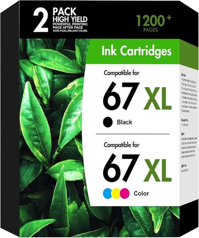 67 67XL Ink Cartridge Black/Color Combo Pack 2800e 2855e Replacement for HP67XL Work for HP Deskjet 2700 2755e 4255e 4155e 2827e 2852e 2700e Envy 6055e 6000 6400 6455e Printer (1 Black,1 Tri-Color) in Saudi Arabia