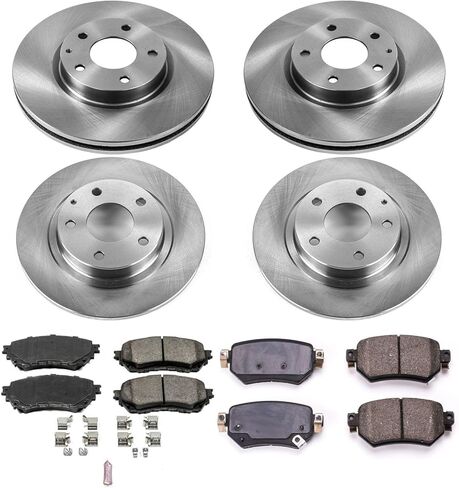 طقم فرامل أمامية وخلفية PowerStop لسيارة Mazda 6 2016-18 - Z17 استبدال وسادات الفرامل السيراميكية ودوارات القرص، KOE8067 in Kuwait