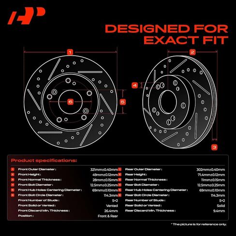 A-Premium Front and Rear Drilled and Slotted Disc Brake Rotors + Ceramic Pads Kit Compatible with Select Kia Model - Sorento 2016 2017 2018 2019, 2.0L 2.4L 3.3L, 12-PC Set in Kuwait