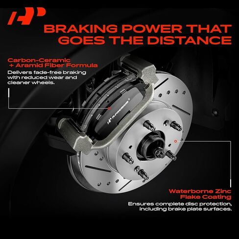 A-Premium Front and Rear Drilled and Slotted Disc Brake Rotors + Ceramic Pads Kit Compatible with Select Kia Model - Sorento 2016 2017 2018 2019, 2.0L 2.4L 3.3L, 12-PC Set in Kuwait