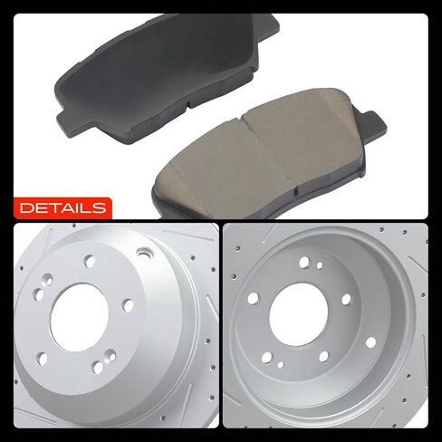 A-Premium Front and Rear Drilled and Slotted Disc Brake Rotors + Ceramic Pads Kit Compatible with Select Kia Model - Sorento 2016 2017 2018 2019, 2.0L 2.4L 3.3L, 12-PC Set in Kuwait
