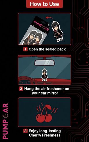 PumpCar 2 pieces double-sided Itachi hanging cartoon cherry-scented funny car air freshener Cool hanging for rearview mirror Car Interior Accessories Gifts in Saudi Arabia