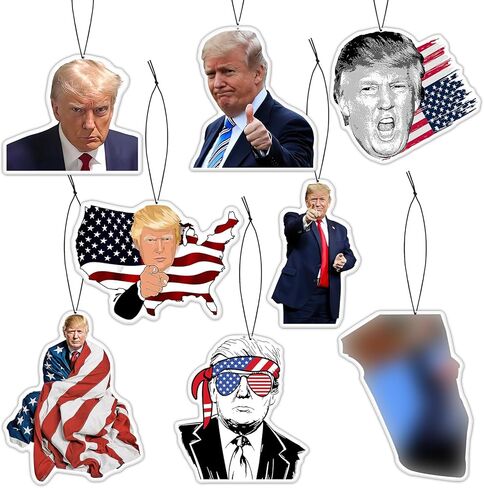 American USA President Car Air Freshener Card Pendant（8 Pack Refreshing Ice Scent） American Flag Gifts Merch Party Supplies Room Decor Accessories for Hanging Rearview Car Interior in Kuwait