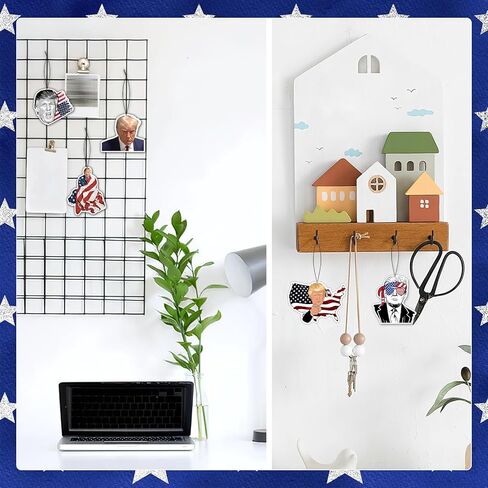 American USA President Car Air Freshener Card Pendant（8 Pack Refreshing Ice Scent） American Flag Gifts Merch Party Supplies Room Decor Accessories for Hanging Rearview Car Interior in Kuwait