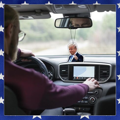 American USA President Car Air Freshener Card Pendant（8 Pack Refreshing Ice Scent） American Flag Gifts Merch Party Supplies Room Decor Accessories for Hanging Rearview Car Interior in Kuwait
