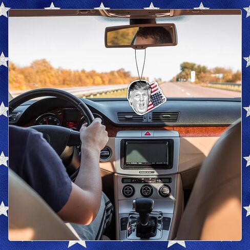American USA President Car Air Freshener Card Pendant（8 Pack Refreshing Ice Scent） American Flag Gifts Merch Party Supplies Room Decor Accessories for Hanging Rearview Car Interior in Kuwait
