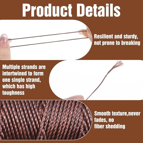 32.8 Yards Waxed Thread, 0.8 mm Leather Thread for Hand Sewing, 2 Colors Heavy Duty Upholstery Threads Thick Sewing Threads Waxed String for Bookbinding, DIY Crafts, Shoes Repair in Kuwait