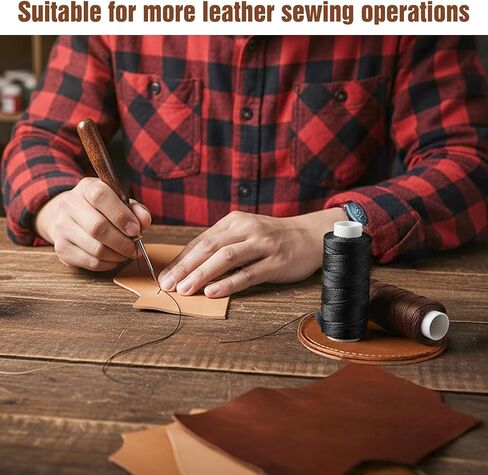 32.8 Yards Waxed Thread, 0.8 mm Leather Thread for Hand Sewing, 2 Colors Heavy Duty Upholstery Threads Thick Sewing Threads Waxed String for Bookbinding, DIY Crafts, Shoes Repair in Kuwait