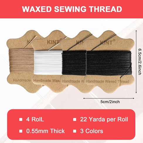 Heavy Duty Sewing Kit for Leather & Auto Upholstery – 4 Rolls Waxed Thread (3 Colors) + 7 Heavy Duty Needles, Canvas Furniture Carpet Repair Bookbinding Quilting Set in Saudi Arabia
