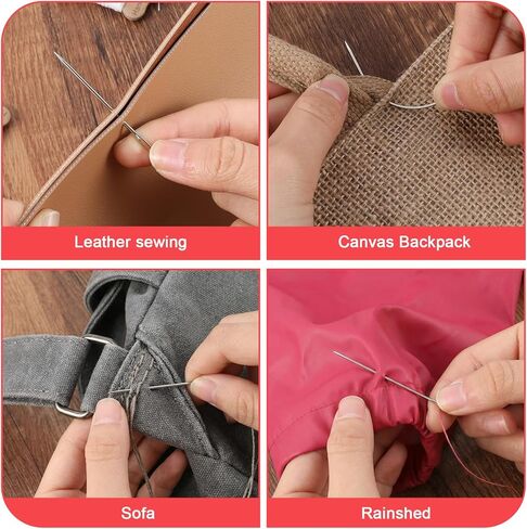Heavy Duty Sewing Kit for Leather & Auto Upholstery – 4 Rolls Waxed Thread (3 Colors) + 7 Heavy Duty Needles, Canvas Furniture Carpet Repair Bookbinding Quilting Set in Saudi Arabia