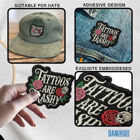 Tattoos are Trashy Patch Sarcastic Motivational Self Love Saying Sassy Embroidered Patches for Caps, Bags, Backpacks, Hat, Jackets, Uniform DIY Gifts for Her Him 3 Inches in Kuwait