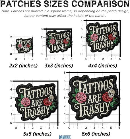 Tattoos are Trashy Patch Sarcastic Motivational Self Love Saying Sassy Embroidered Patches for Caps, Bags, Backpacks, Hat, Jackets, Uniform DIY Gifts for Her Him 3 Inches in Kuwait