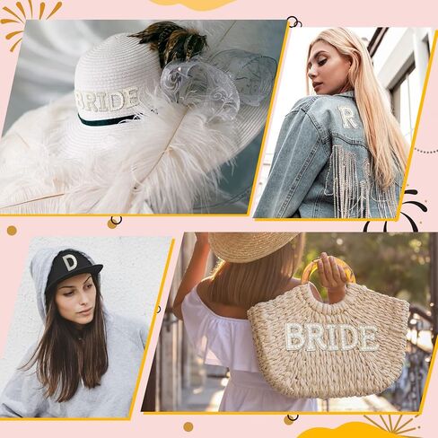 Xinnun 15 Pcs 1.81'' Bride Pearl Letter Patches Decorative Iron Self Adhesive Letters Patches for Clothing, Rhinestone Sew Stickers for Clothes Hat Shirt Shoes Jeans Bag Crafts Jackets Bridal Shower in Kuwait