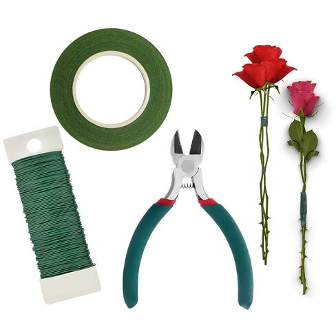 Flexible 22 Gauge Green Floral Wire,Floral Arrangement Kit with Green Floral Tape and Cutter for DIY Crafts, Wreath Making, and Holiday Decorations in Saudi Arabia