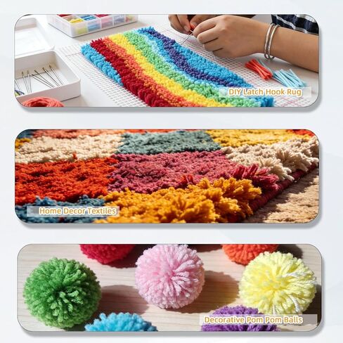 AKZYTUE 12 Rolls Latch Hook Yarn, Precut Rug Yarn for Latch Hook Kits, Crochet Yarn Bundles for Latch Hook Rug Making, DIY Tapestry Crafts for Adults & Beginners,Burgundy in Kuwait