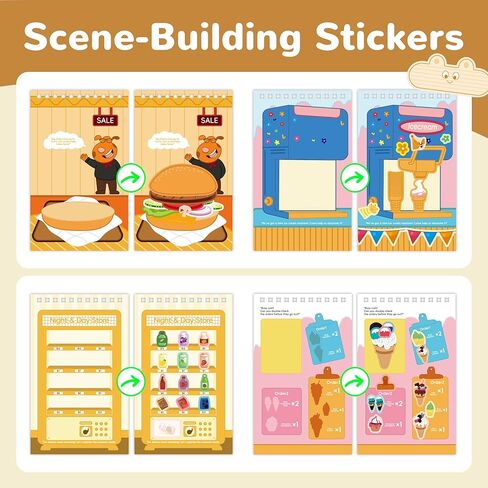 Sticker Activity Books for Kids, Sticker Books for Toddlers, Include 20 Scenes & Coloring Page with 8-Color Crayons, Toddler Airplane Travel Essentials & Road Trip Toys - Gift for Boys Girls 3-8 in Saudi Arabia