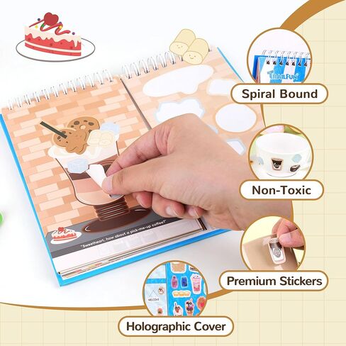 Sticker Activity Books for Kids, Sticker Books for Toddlers, Include 20 Scenes & Coloring Page with 8-Color Crayons, Toddler Airplane Travel Essentials & Road Trip Toys - Gift for Boys Girls 3-8 in Saudi Arabia