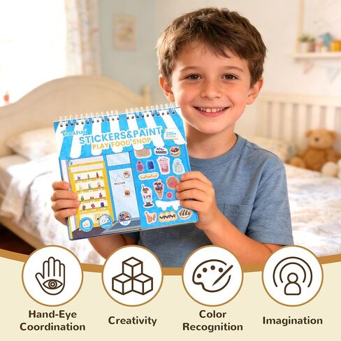 Sticker Activity Books for Kids, Sticker Books for Toddlers, Include 20 Scenes & Coloring Page with 8-Color Crayons, Toddler Airplane Travel Essentials & Road Trip Toys - Gift for Boys Girls 3-8 in Saudi Arabia
