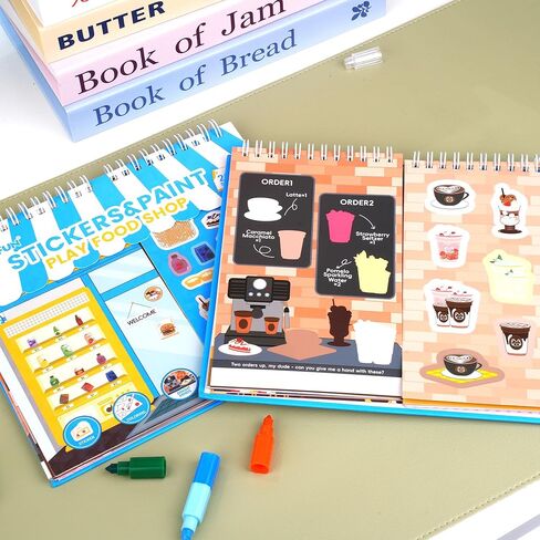 Sticker Activity Books for Kids, Sticker Books for Toddlers, Include 20 Scenes & Coloring Page with 8-Color Crayons, Toddler Airplane Travel Essentials & Road Trip Toys - Gift for Boys Girls 3-8 in Saudi Arabia