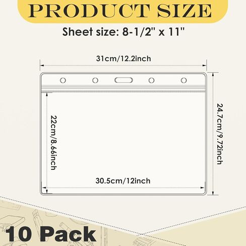 10 Pack Job Ticket Holders, 8.5 x 11 Inch Heavy Duty Sheet Protector, Waterproof Resealable Zip, Dry Erase Pockets, for Document Protectors Sleeves Office Work Order(Clear-Horizontal) in Saudi Arabia