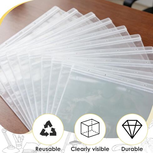 10 Pack Job Ticket Holders, 8.5 x 11 Inch Heavy Duty Sheet Protector, Waterproof Resealable Zip, Dry Erase Pockets, for Document Protectors Sleeves Office Work Order(Clear-Horizontal) in Saudi Arabia