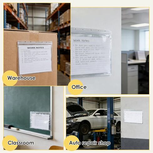 10 Pack Job Ticket Holders, 8.5 x 11 Inch Heavy Duty Sheet Protector, Waterproof Resealable Zip, Dry Erase Pockets, for Document Protectors Sleeves Office Work Order(Clear-Horizontal) in Saudi Arabia