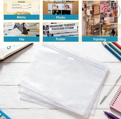 10 Pack Job Ticket Holders, 8.5 x 11 Inch Heavy Duty Sheet Protector, Waterproof Resealable Zip, Dry Erase Pockets, for Document Protectors Sleeves Office Work Order(Clear-Horizontal) in Saudi Arabia