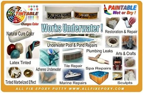 وحدة معجون إيبوكسي All-Fix بوزن 3 رطل - مجموعة 2 باينت - حوض سباحة إيبوكسي تحت الماء - All Fix بواسطة Cir-Cut Corporation - مادة إصلاح الإيبوكسي لجميع الأغراض - المنزل - تصميم المجوهرات - الفنون والحرف اليدوية - 1001 استخدام! in Kuwait