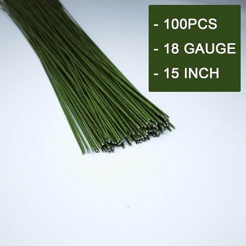 100 PCS 18 Gauge Green Floral Wire Stems for Artificial Flower Making, Florist Wire, Flower Wires for Crafts, Flower Arrangements and DIY Projects in Saudi Arabia