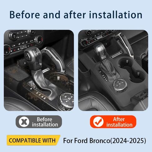 غطاء وحدة التحكم المركزية للسيارة من السيليكون وسادة واقية لسيارة Ford Bronco 2021-2025 ملحقات داخلية للوحة ناقل الحركة وحامل أكواب واقٍ وعلبة شحن لاسلكي (أسود) in Kuwait