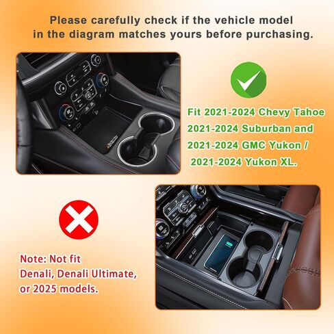 صينية وحدة التحكم المركزية متوافقة مع منظم غطاء المقصورة المخفية لسيارة Chevy Tahoe/Suburban وGMC Yukon 2021-2024 (مساحة تخزين إضافية مع فتحة USB، وليس لموديلات Yukon Denali/Ultimate أو 2025) in Kuwait