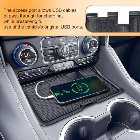 صينية وحدة التحكم المركزية متوافقة مع منظم غطاء المقصورة المخفية لسيارة Chevy Tahoe/Suburban وGMC Yukon 2021-2024 (مساحة تخزين إضافية مع فتحة USB، وليس لموديلات Yukon Denali/Ultimate أو 2025) in Kuwait