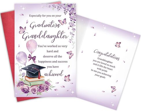 Granddaughter Graduation Card, Heartfelt Congratulations Graduation Card from Grandma and Grandpa, High School, College & University Grad Gift for Granddaughter in Saudi Arabia