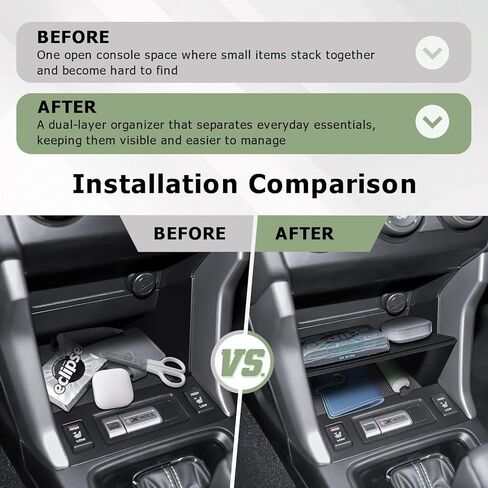 HGWEI Center Console Organizer Compatible with Subaru Forester 2013-2018 Interior Accessories, Front Gear Shift Storage Tray with Dual-Layer Design Removal Compartment Divider Insert Black in Kuwait