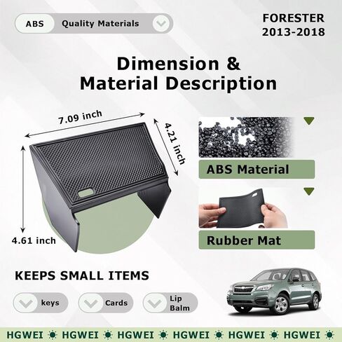 HGWEI Center Console Organizer Compatible with Subaru Forester 2013-2018 Interior Accessories, Front Gear Shift Storage Tray with Dual-Layer Design Removal Compartment Divider Insert Black in Kuwait